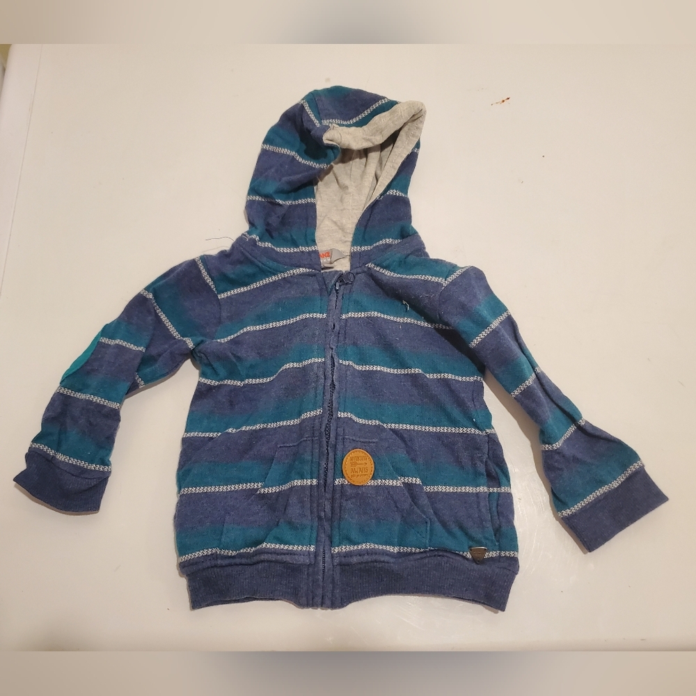 Kanz 6 Month Blue and Green Striped Kids Hoodie